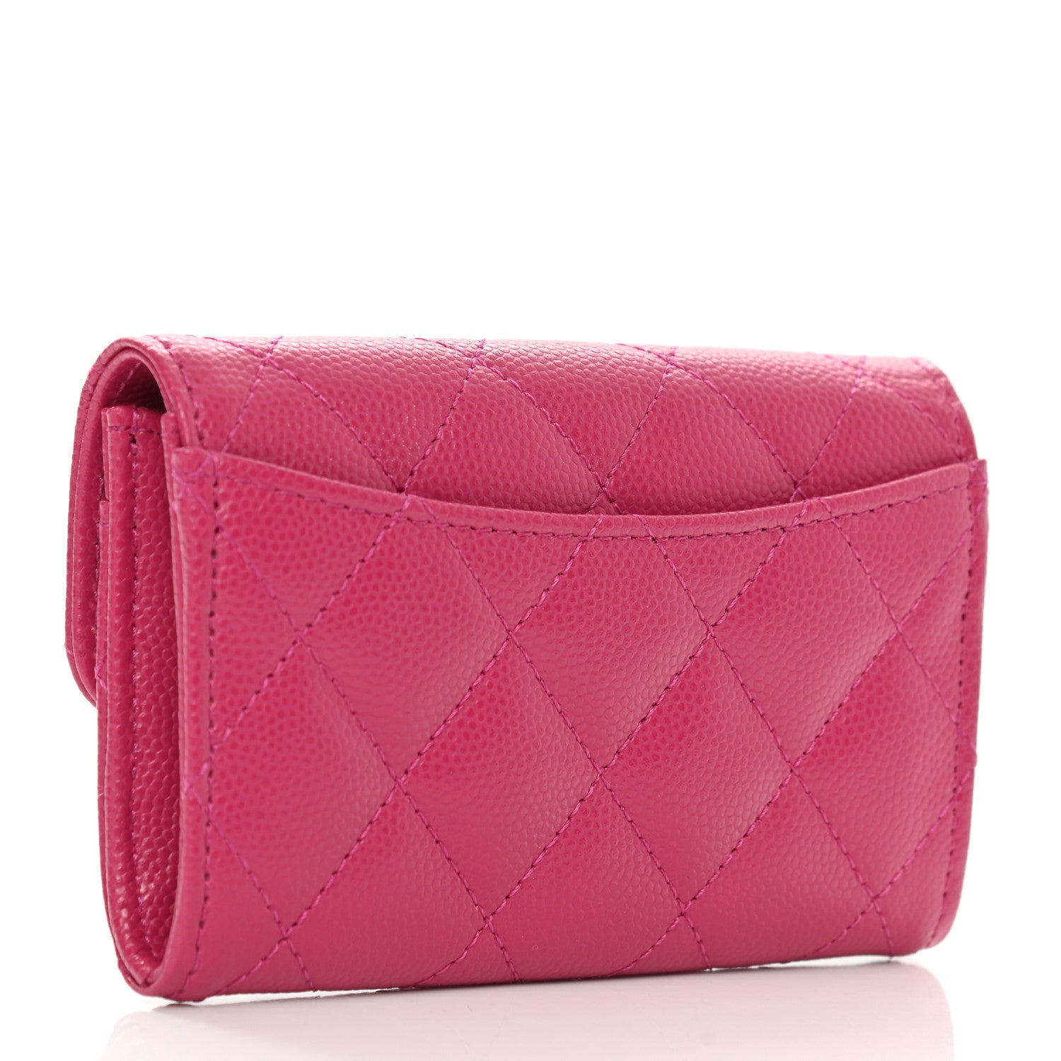 Chanel Caviar Quilted Flap Card Holder Wallet Pink 3 of 9
