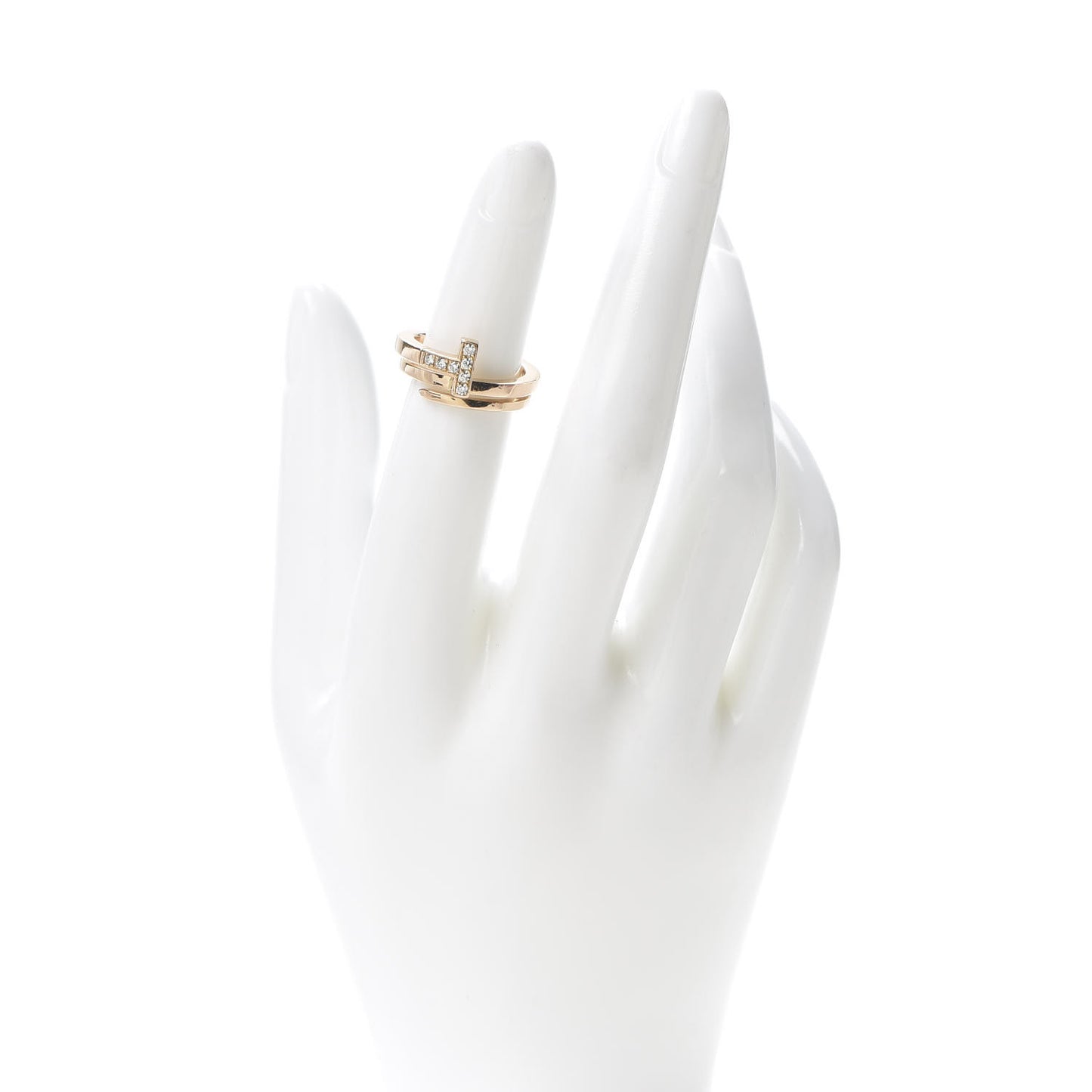 18K Rose Gold Diamond T Square Wrap Ring 49 4.75