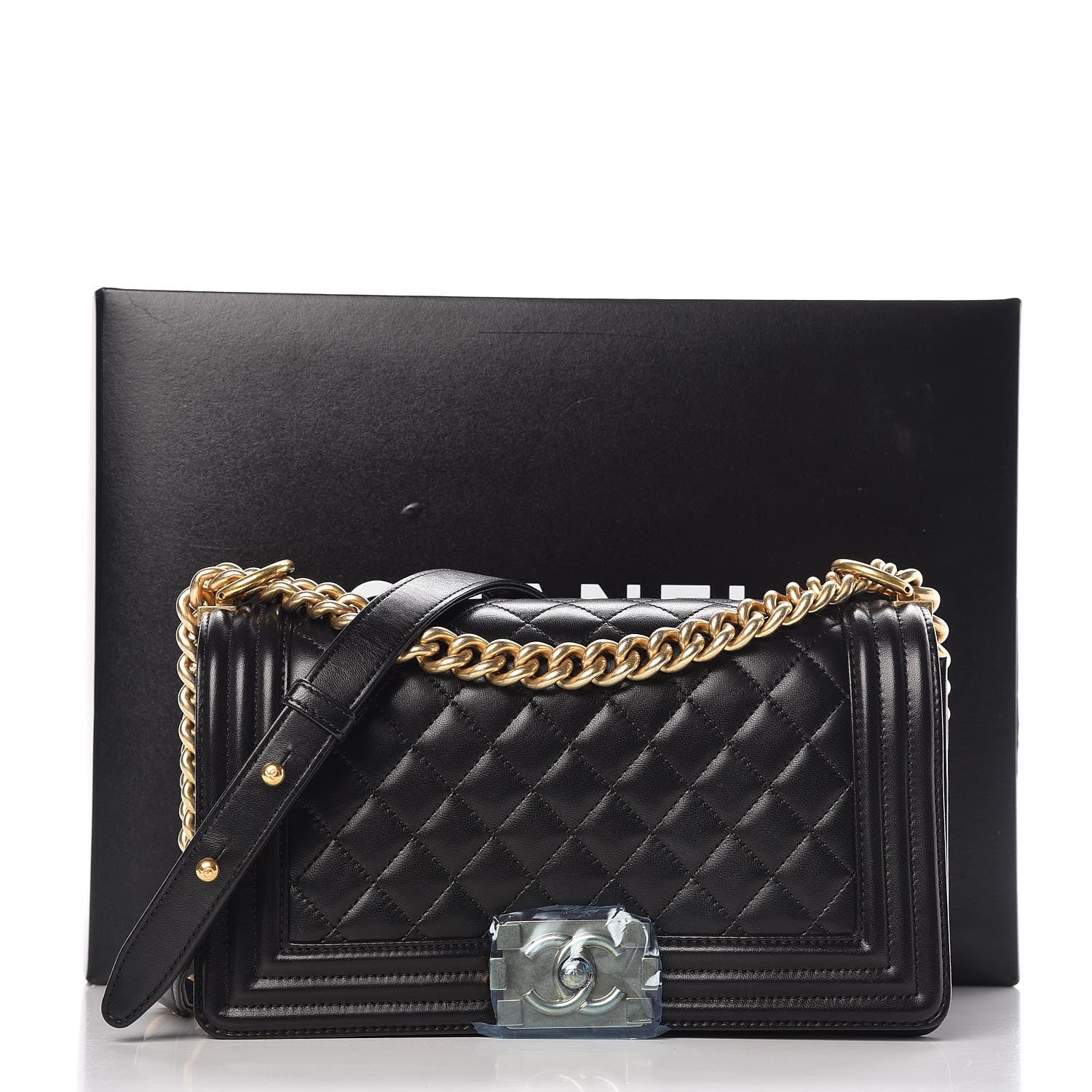 Chanel Lambskin Quilted Medium Boy Flap Black 8 of 8