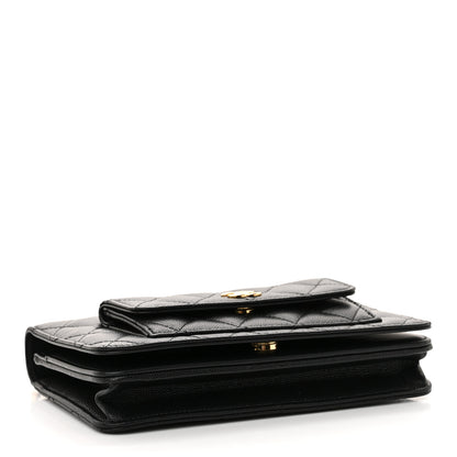 Chanel Caviar Quilted Pocket Clutch With Chain WOC Black 4 of 13