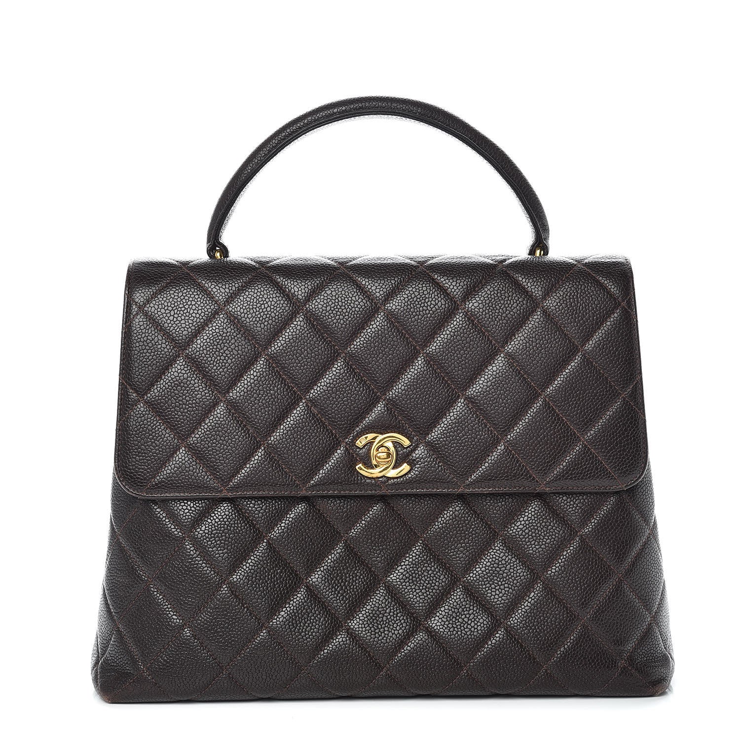 Chanel Caviar Quilted Jumbo Kelly Flap Dark Brown 1 of 13