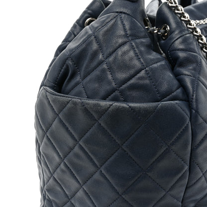 Chanel Lambskin Quilted CC Chain Drawstring Tote Blue 11 of 19