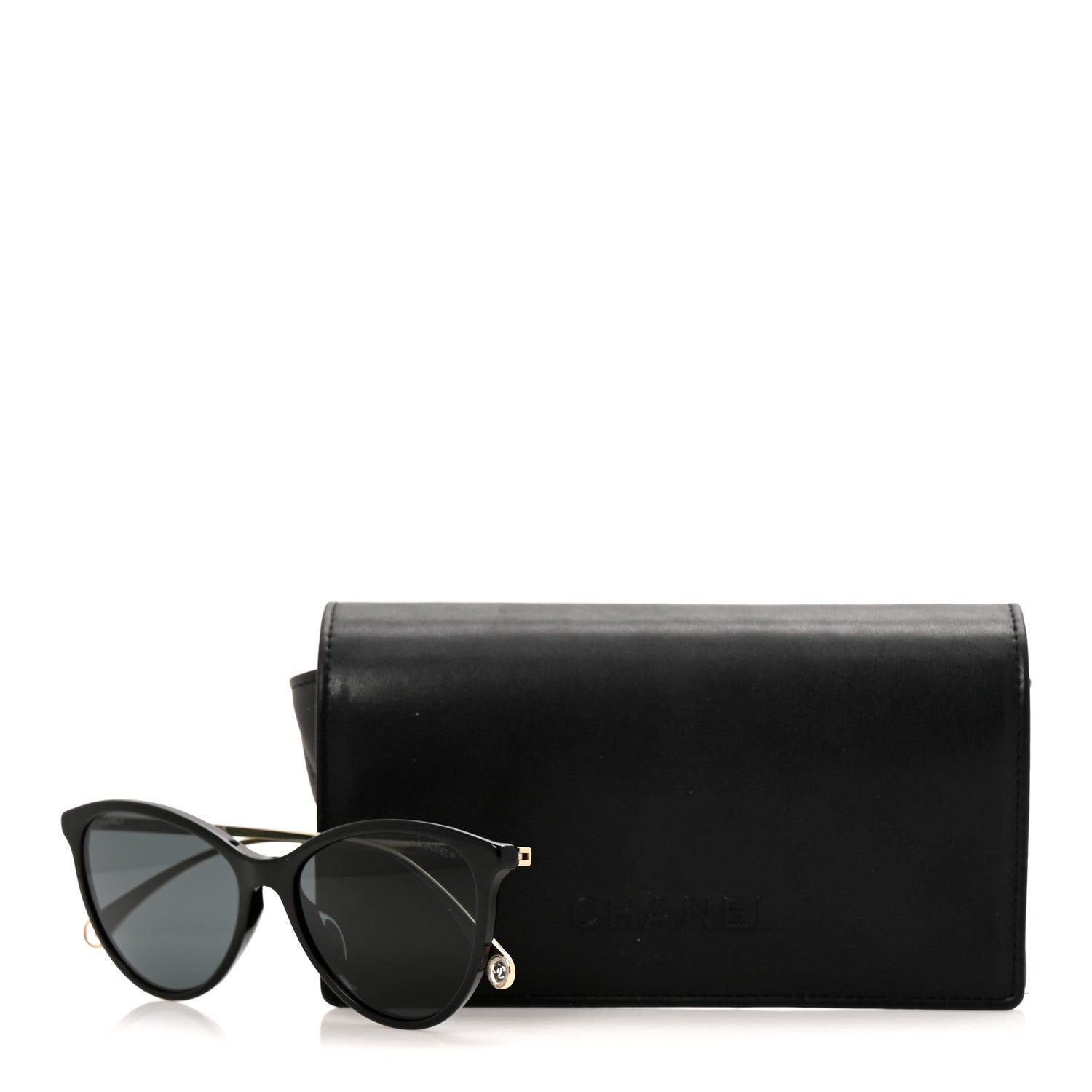 Chanel Acetate Metal Butterfly Sunglasses 5459-A Black Gold