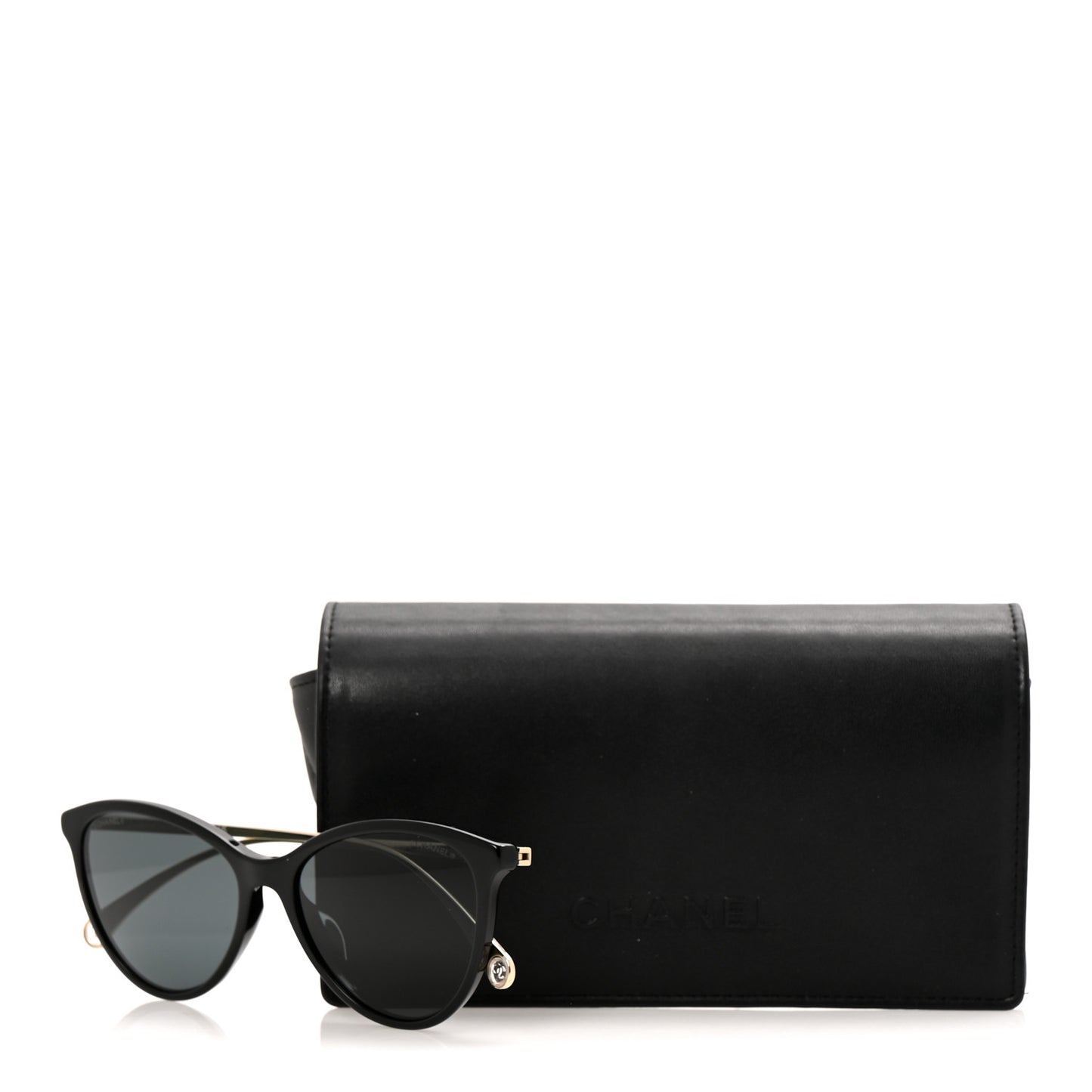 Acetate Metal Butterfly Sunglasses 5459-A Black Gold