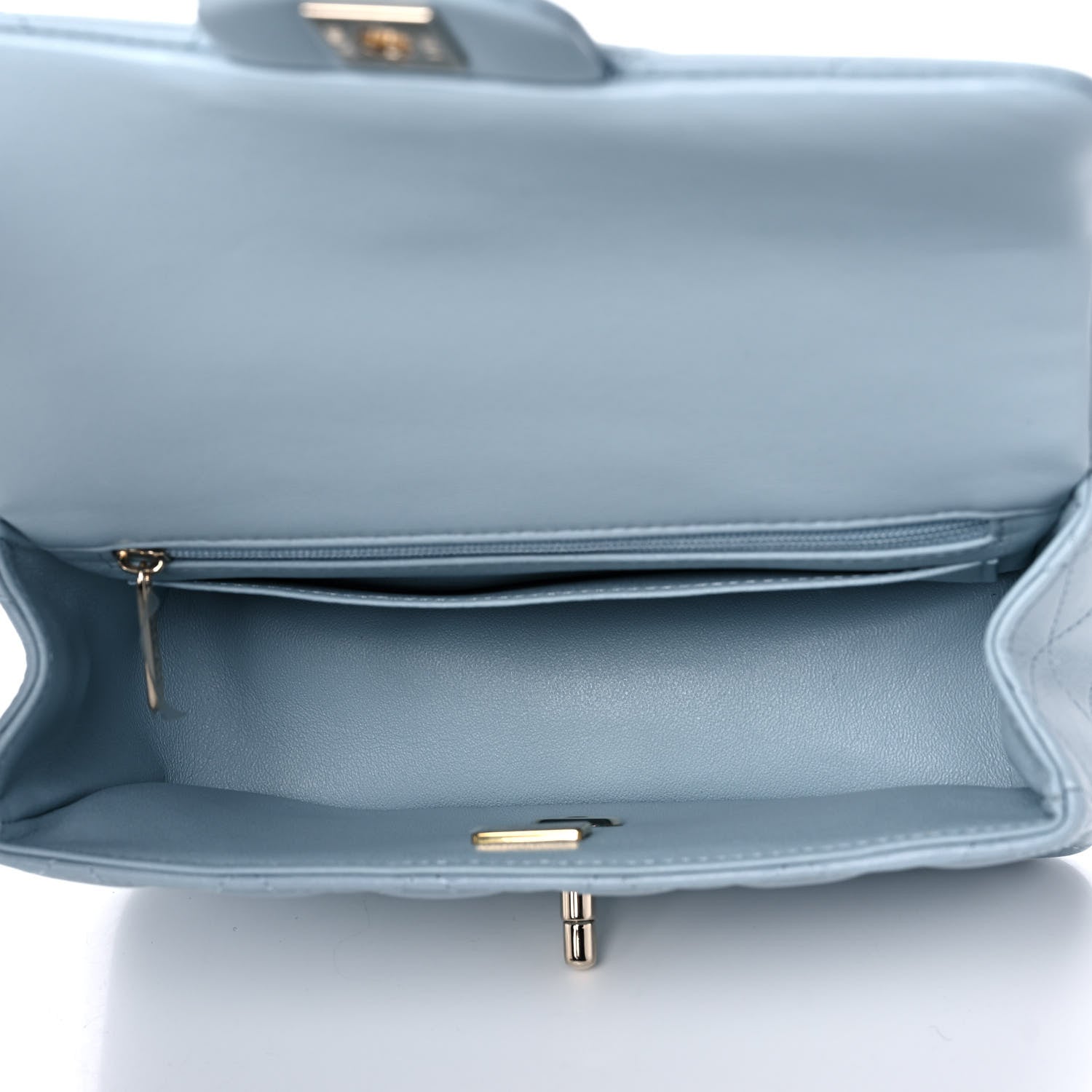 Chanel Lambskin Quilted Mini Top Handle Rectangular Flap Light Blue 5 of 12