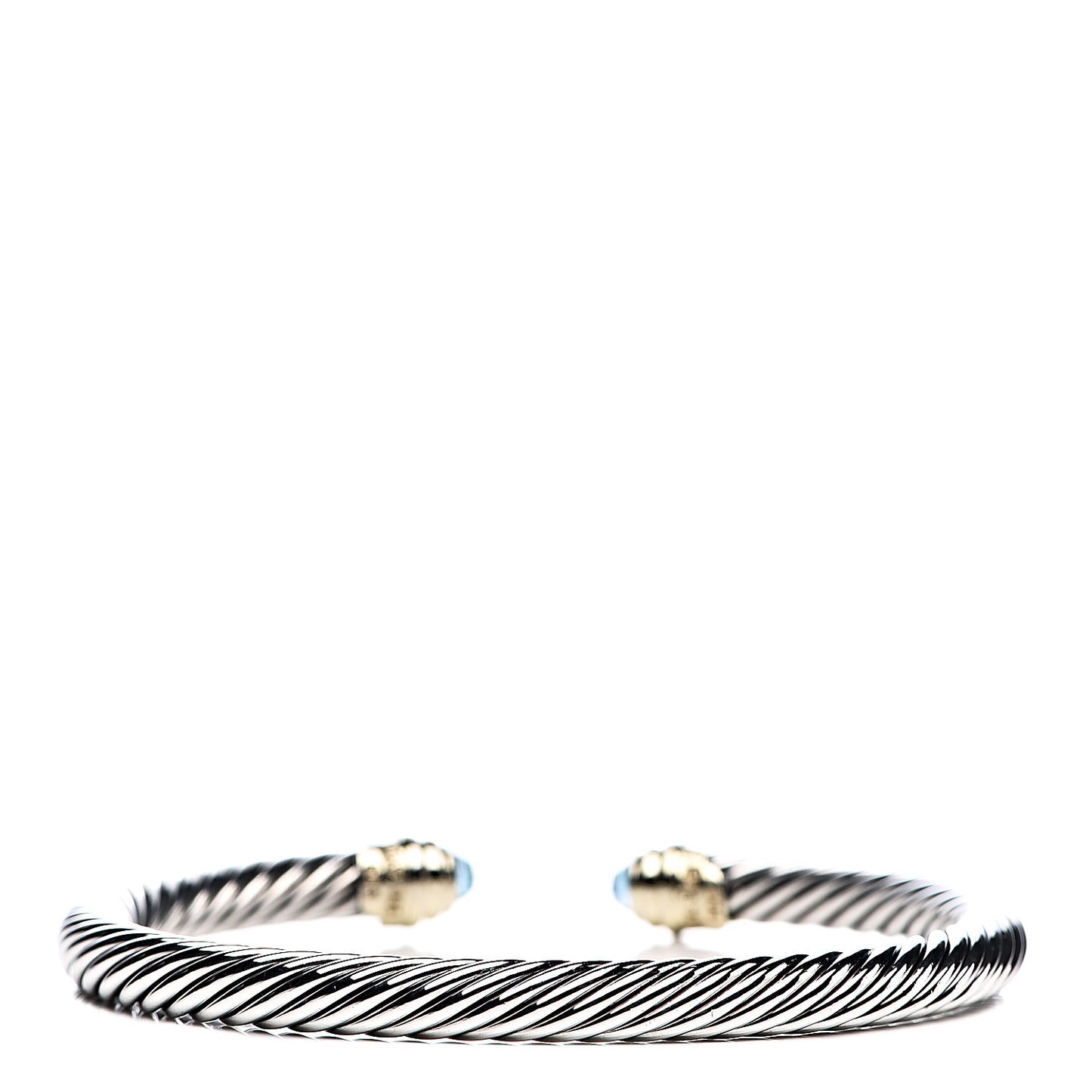 Sterling Silver 14K Yellow Gold Blue Topaz 5mm Cable Classics Petite Color Bracelet