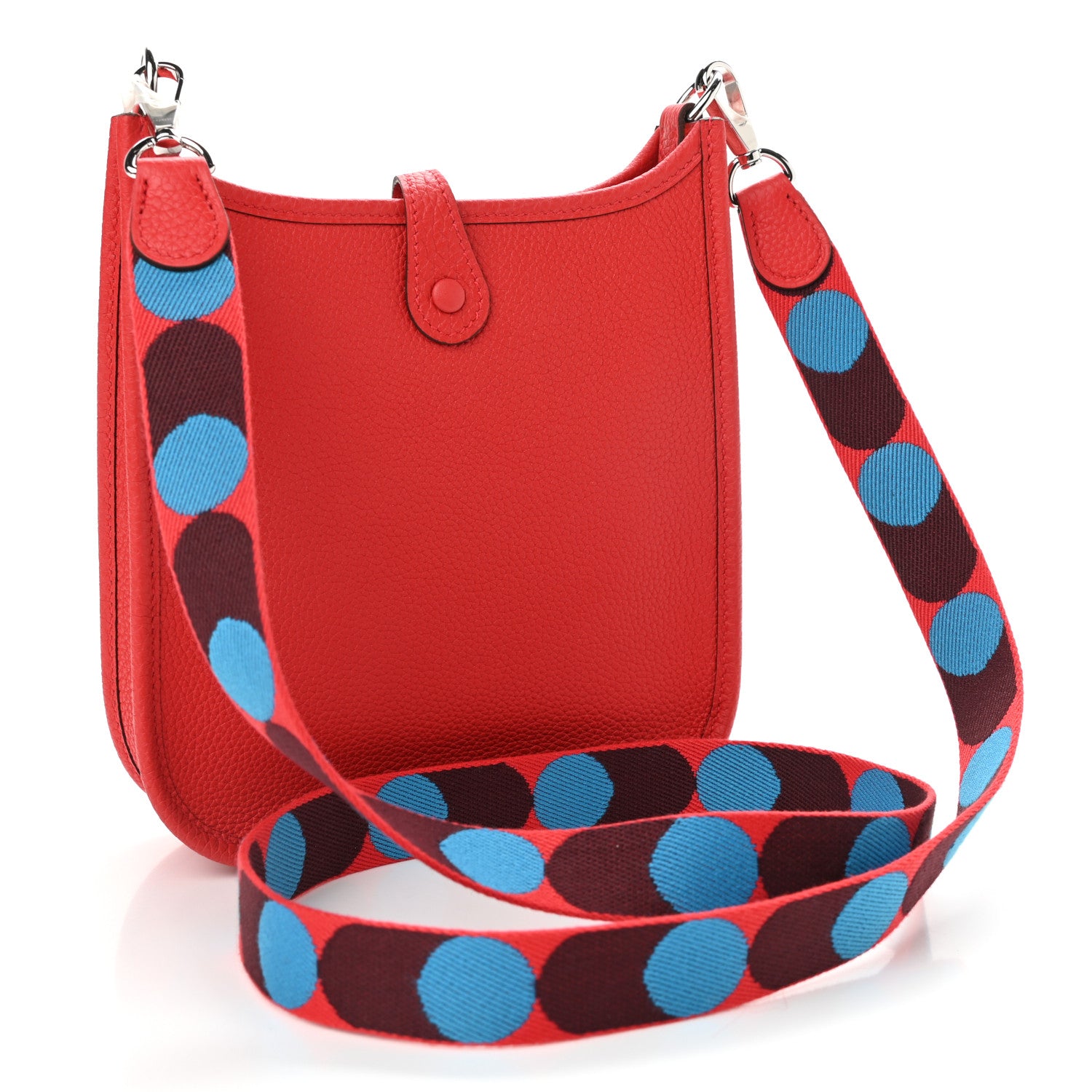 Hermes Taurillon Maurice Flipperball Sangle Evelyne TPM Rouge De Coeur Bleu Frida 3 of 11