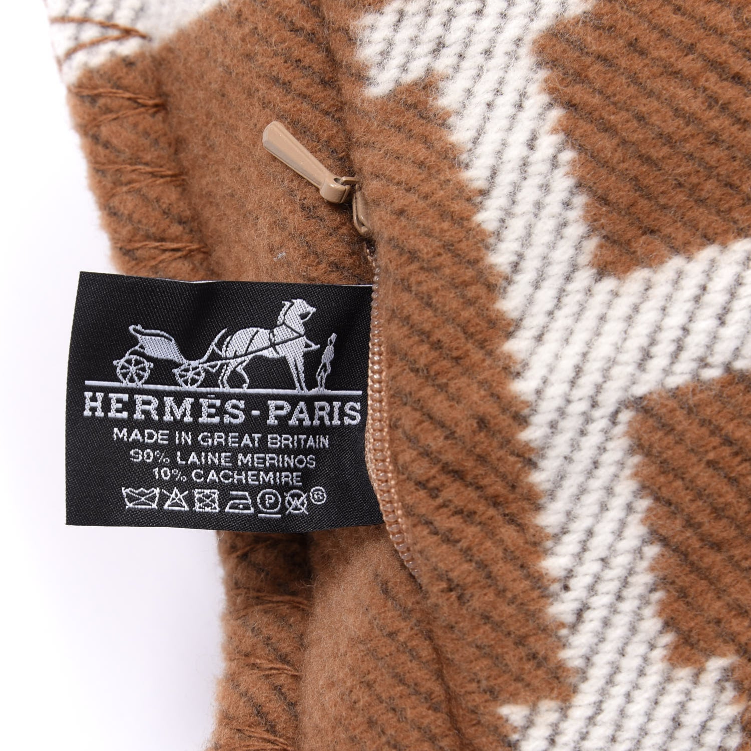 Hermes Wool Cashmere Avalon Pillow PM Ecru Camel 4 of 6
