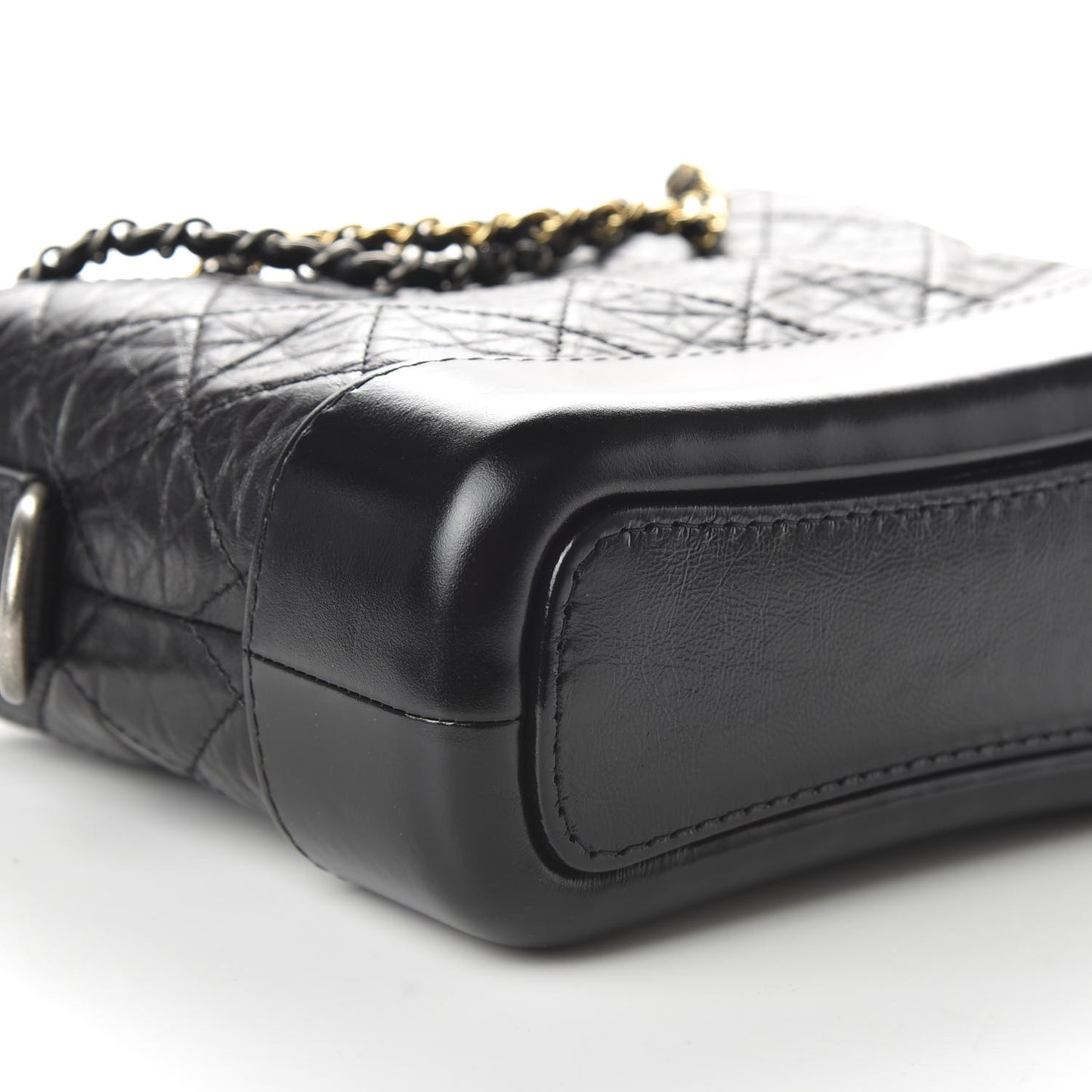 Aged Calfskin Quilted Small Gabrielle Hobo Black