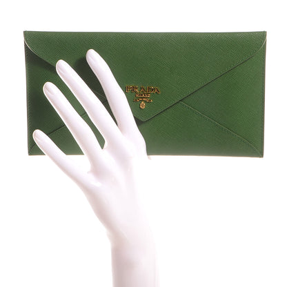 Prada Saffiano Metal Envelope Wallet Larice 2 of 10