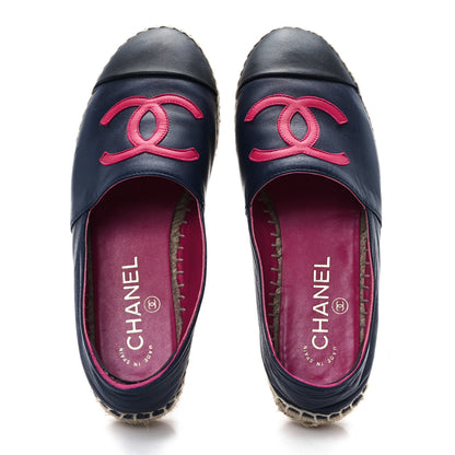 Chanel Lambskin CC Espadrilles 36 Navy Fuchsia Black 2 of 11