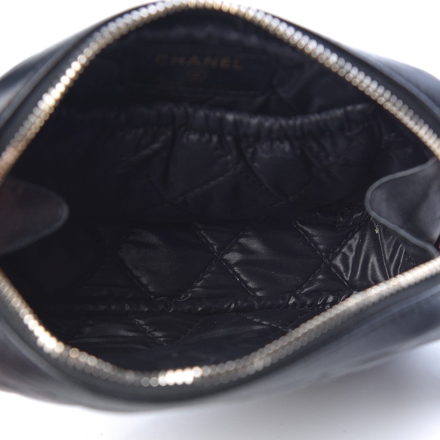 Chanel Lambskin Quilted Small Curvy Pouch Cosmetic Case Black 5 of 7