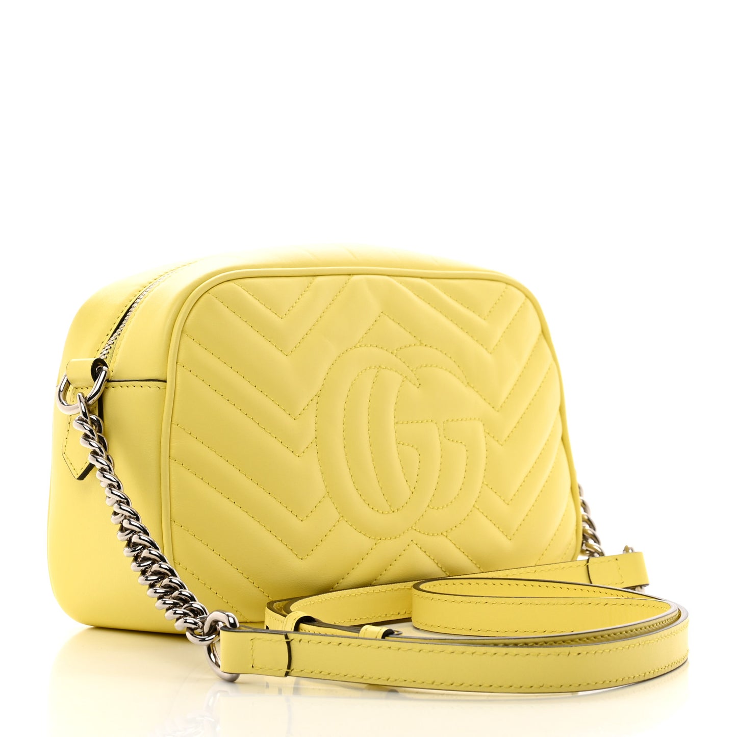 Calfskin Matelasse Small GG Marmont Chain Shoulder Bag Banana