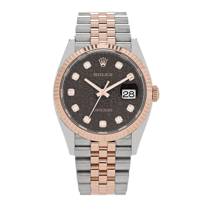 Rolex Stainless Steel 18K Everose Gold Diamond 36mm Oyster Perpetual Datejust Watch Chocolate Jubilee 126231 1 of 5