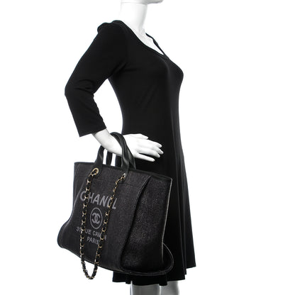 Chanel Woven Straw Raffia Large Deauville Tote Black 3 of 10