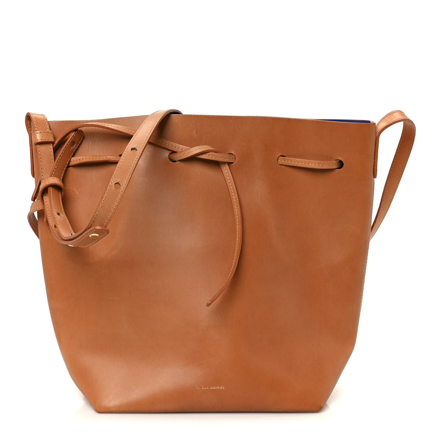 Vegetable Tanned Calfskin Bucket Bag Cammello Royal