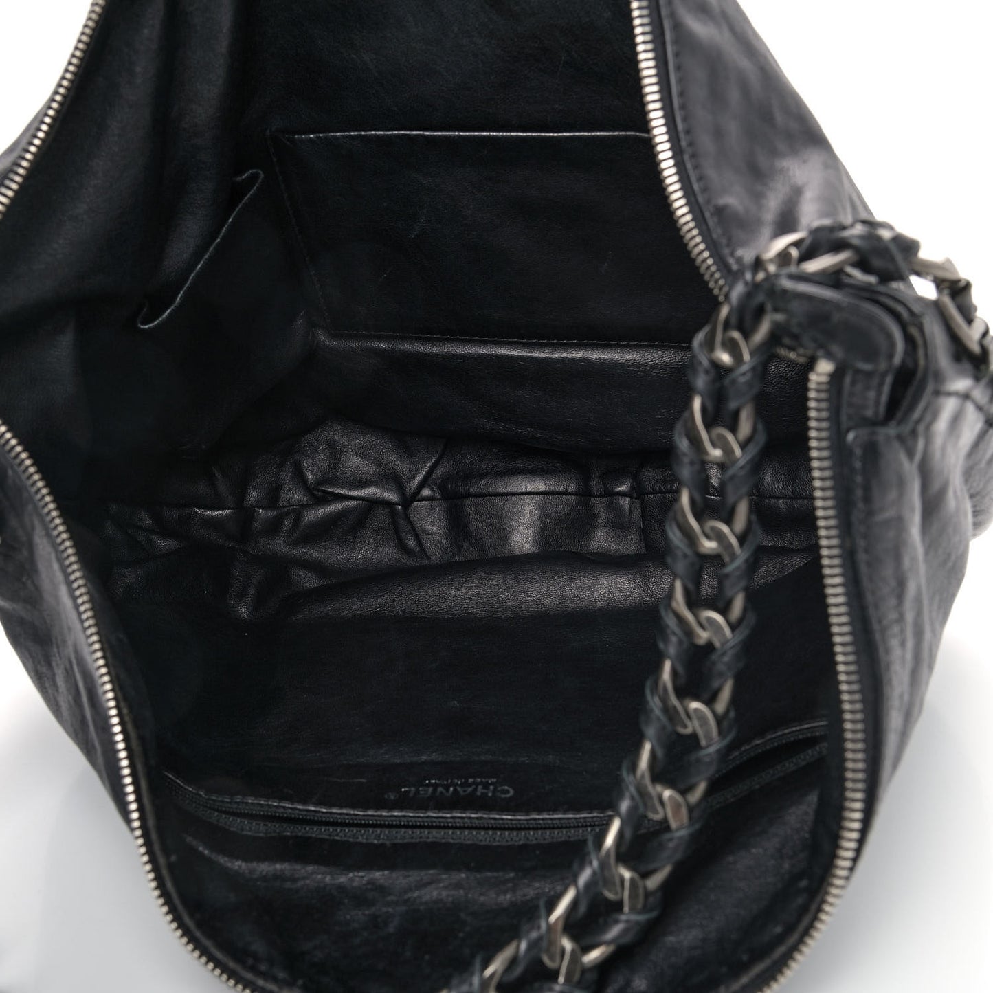 Calfskin Modern Chain Hobo Black