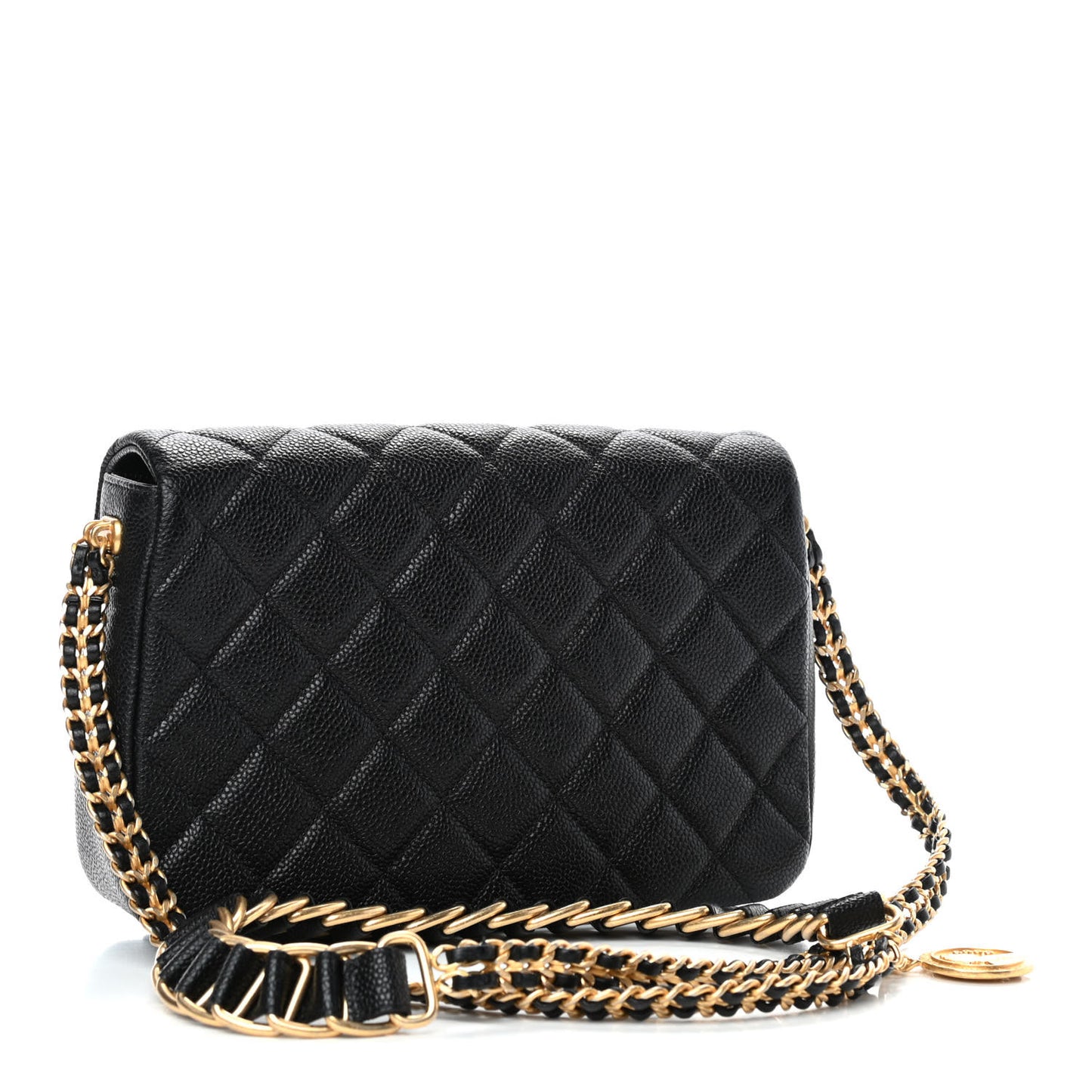 Caviar Quilted Chain Soul Flap Black
