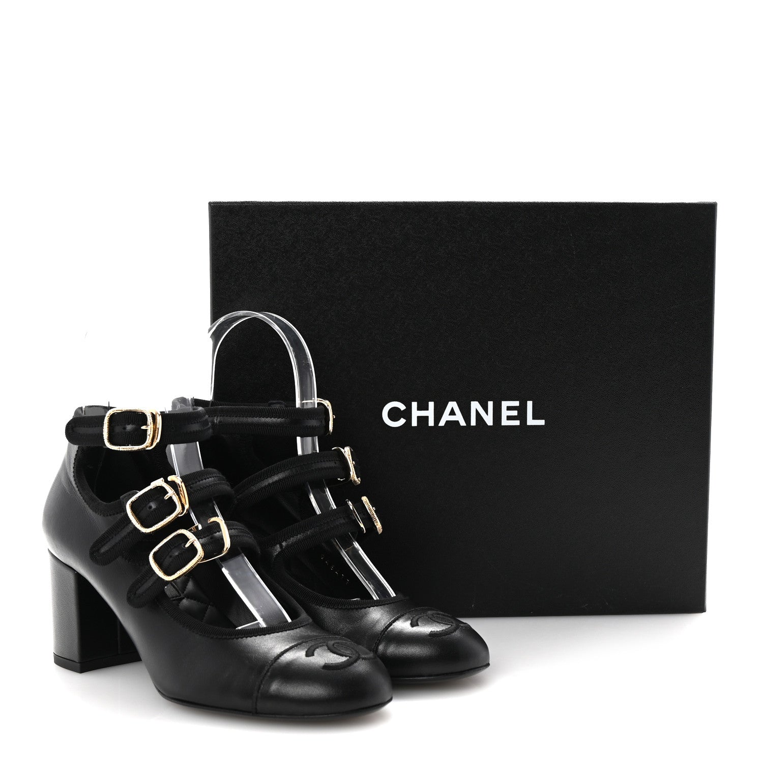 Chanel Lambskin Mary Jane Pumps 37 Black 10 of 10