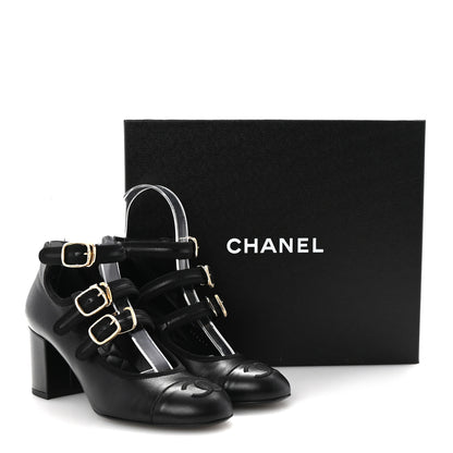 Chanel Lambskin Mary Jane Pumps 37 Black 10 of 10