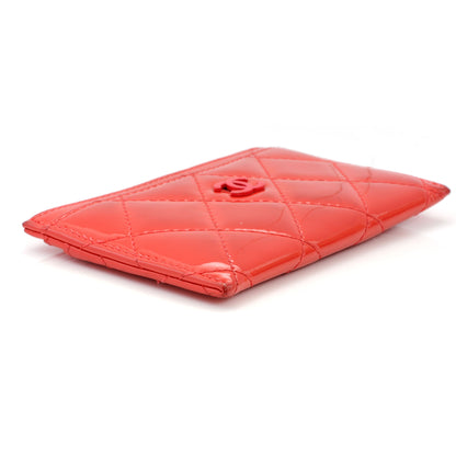 Chanel Patent Quilted Card Holder Dark Pink 3 of 7