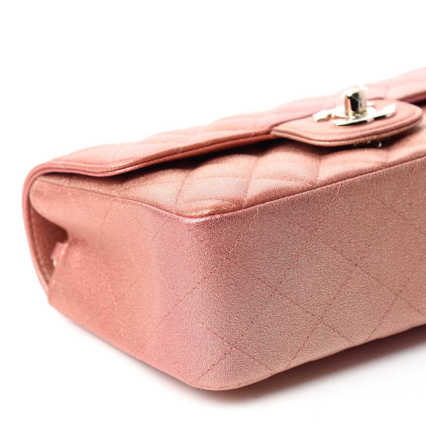 Metallic Lambskin Quilted Ombre Mini Rectangular Flap Pink