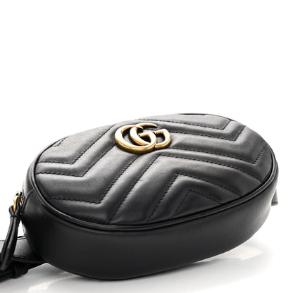 Gucci Calfskin Matelasse GG Marmont Belt Bag 75 30 Black 4 of 9