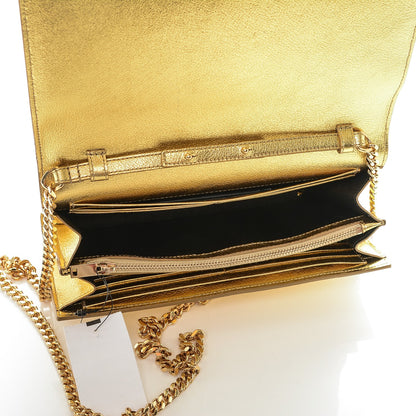 Saint Laurent Metallic Calfskin Monogram Chain Wallet Gold 6 of 7