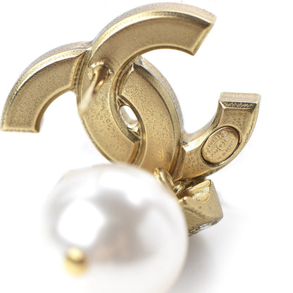 Chanel Crystal Pearl CC Drop Earrings Gold 4 of 5