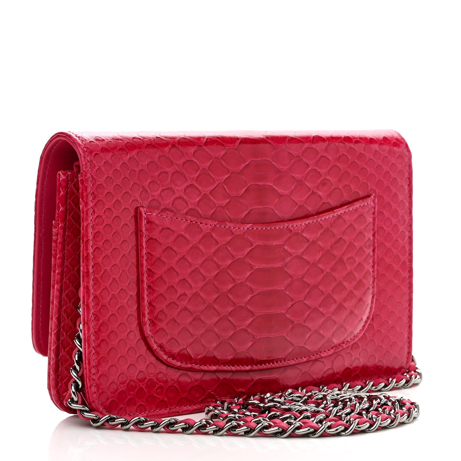 Chanel Snakeskin Wallet On Chain WOC Pink 3 of 11