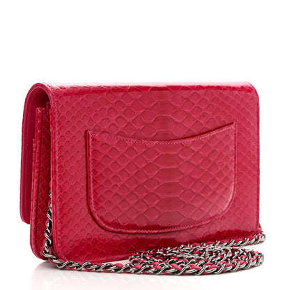 Chanel Snakeskin Wallet On Chain WOC Pink 3 of 11