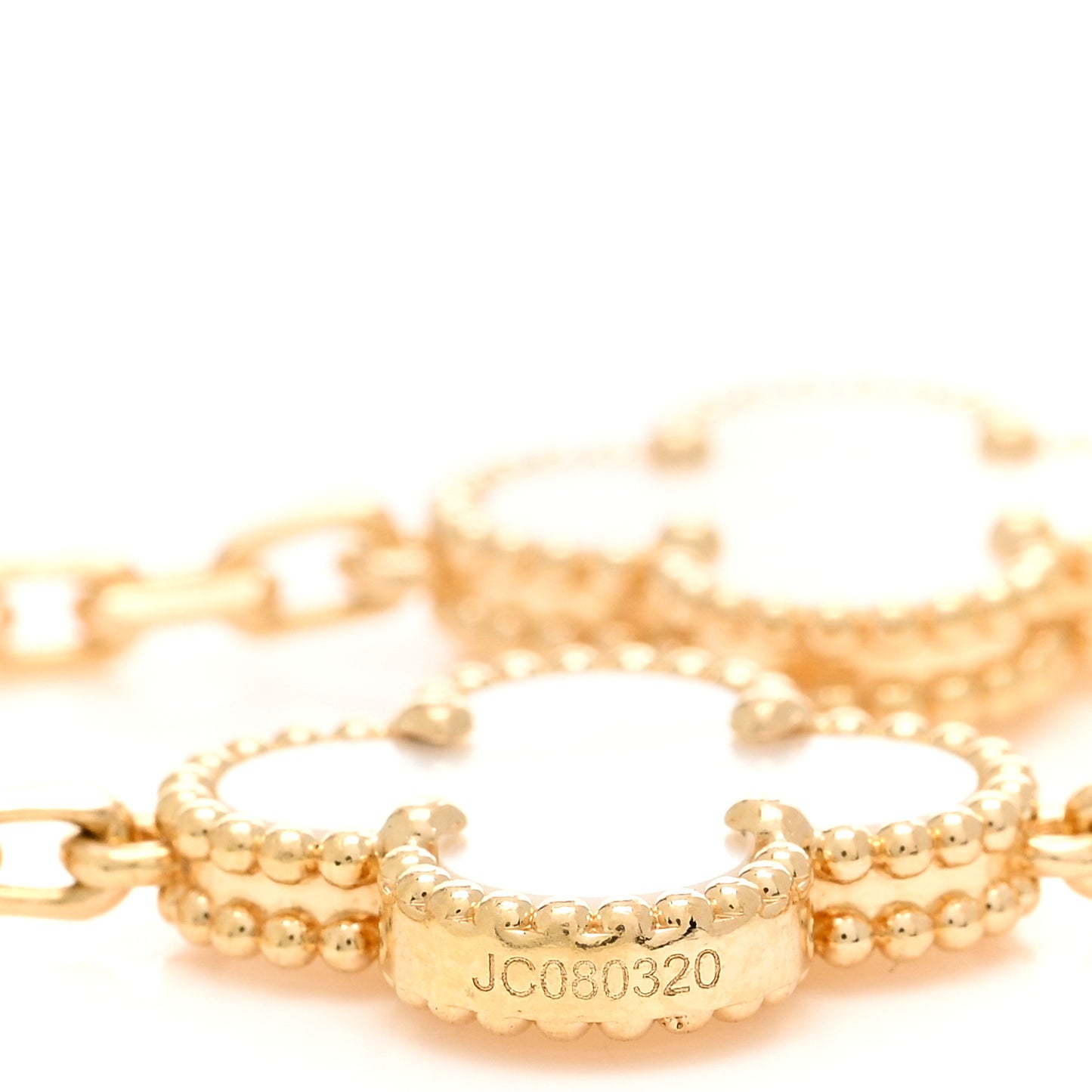 18K Yellow Gold Mother of Pearl 5 Motifs Vintage Alhambra Bracelet