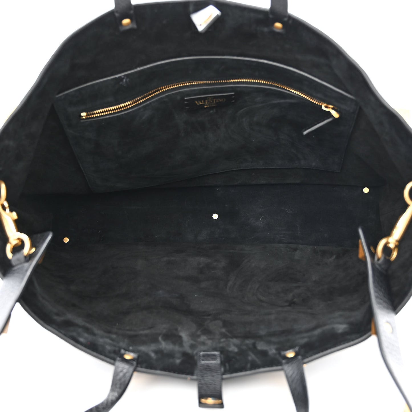 Grained Calfskin Quilted Large Roman Stud Tote Black