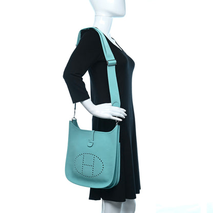 Hermes Taurillon Clemence Evelyne III PM Bleu Atoll 2 of 9