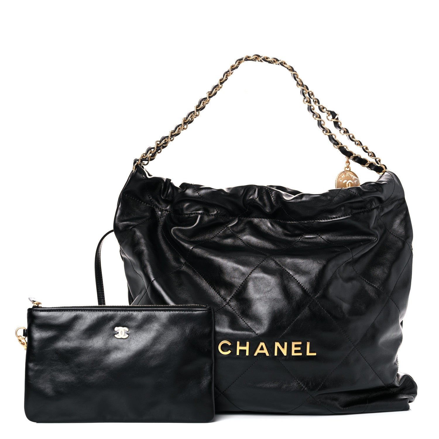 Chanel Shiny Calfskin Quilted Chanel 22 Black 1 of 10