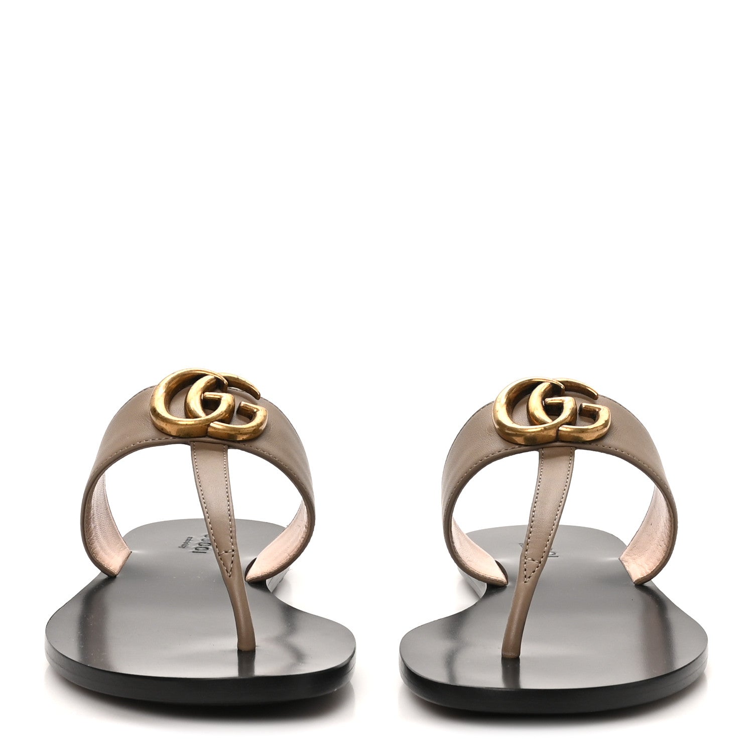Gucci Calfskin GG Marmont Thong Sandals 35 Mud 35.5 Mud 3 of 9