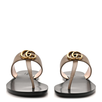 Gucci Calfskin GG Marmont Thong Sandals 35 Mud 35.5 Mud 3 of 9