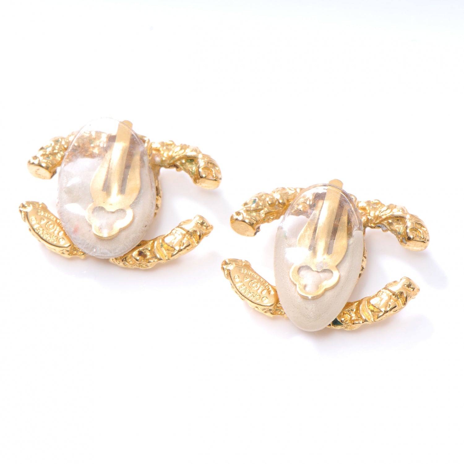 Chanel Antique CC Clip On Earrings Gold 2 of 3