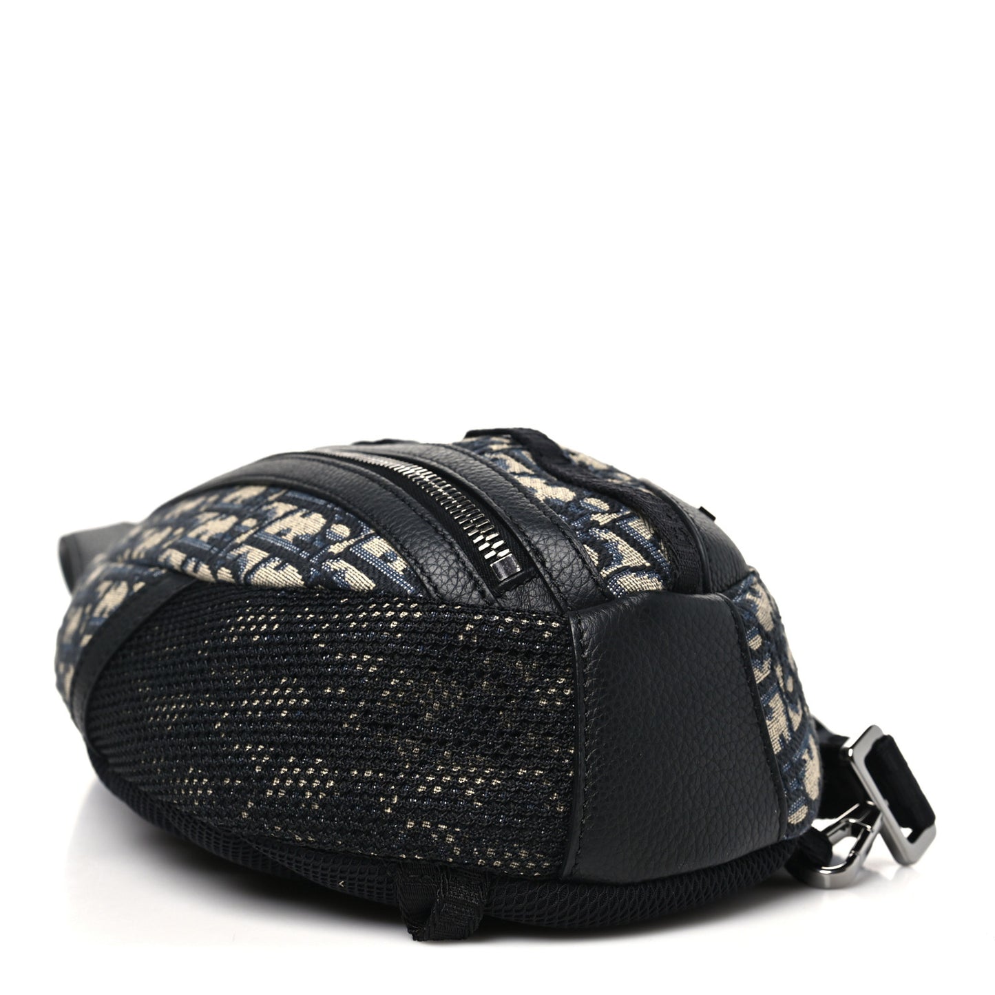 Grained Calfskin Oblique Scarab Sling Bag Blue Black