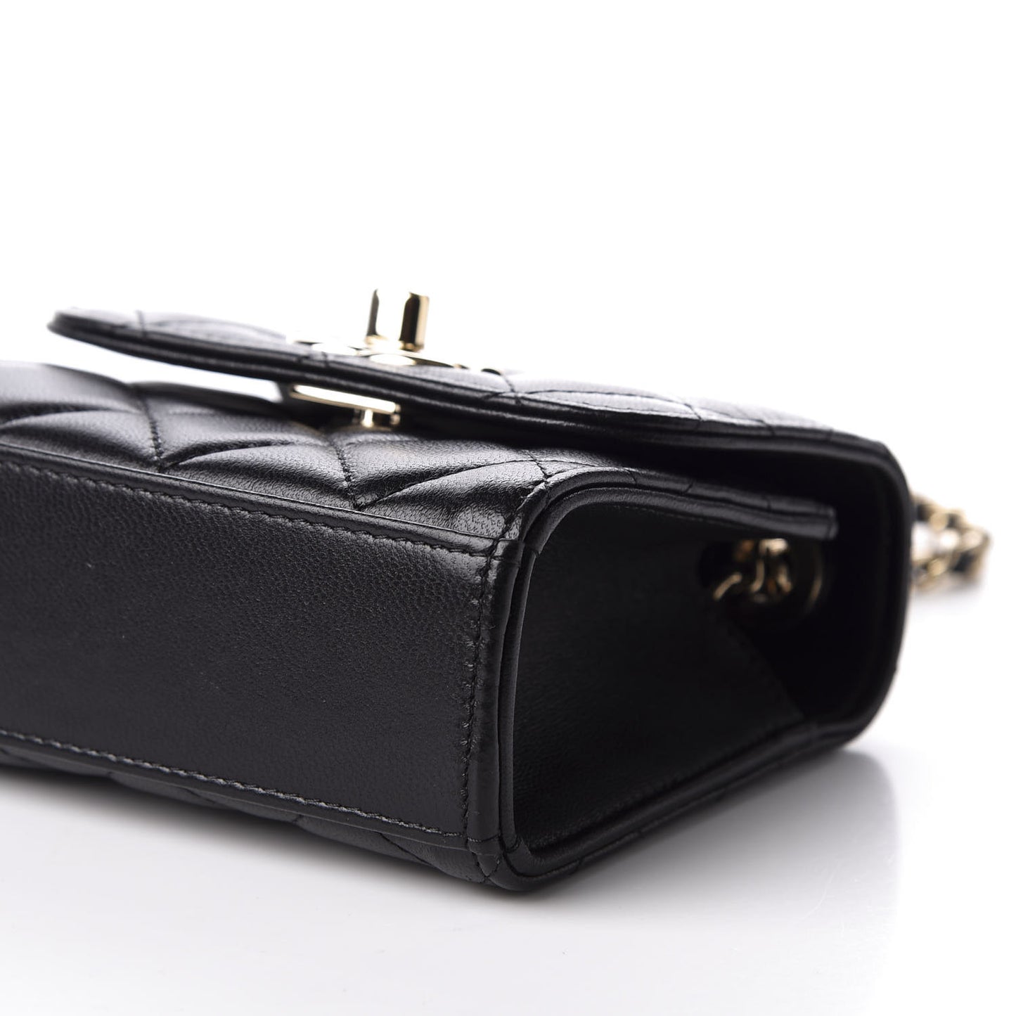 Lambskin Quilted Mini Trendy CC Chain Wallet Black
