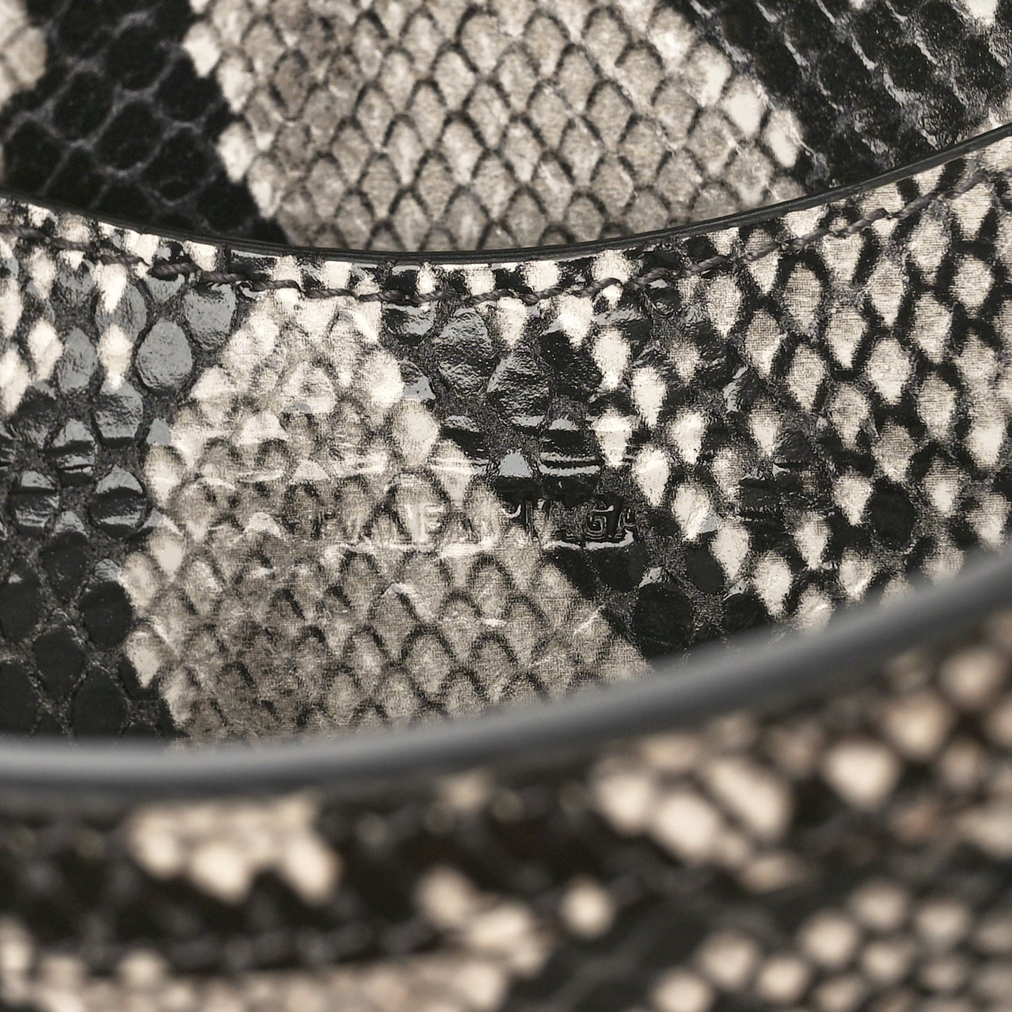 Grained Calfskin Snake Effect Neo Classic Silver Hardware Mini City Black White