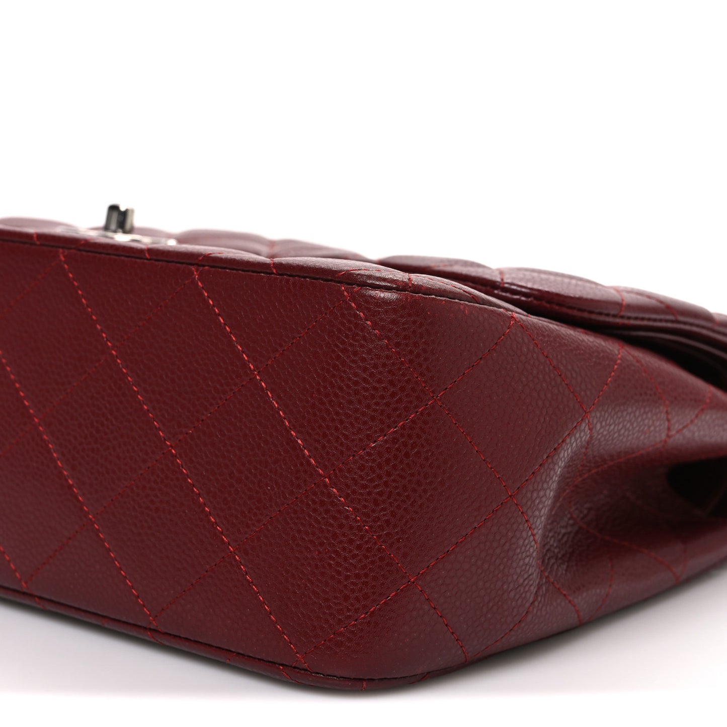 Caviar Quilted Jumbo Double Flap Dark Red