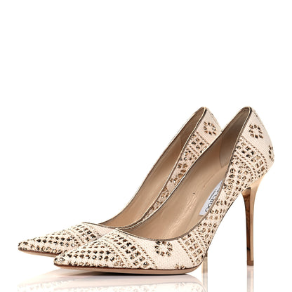 Jimmy Choo Metallic Crochet Glitter Abel 100 Pumps 41 Off White 3 of 8