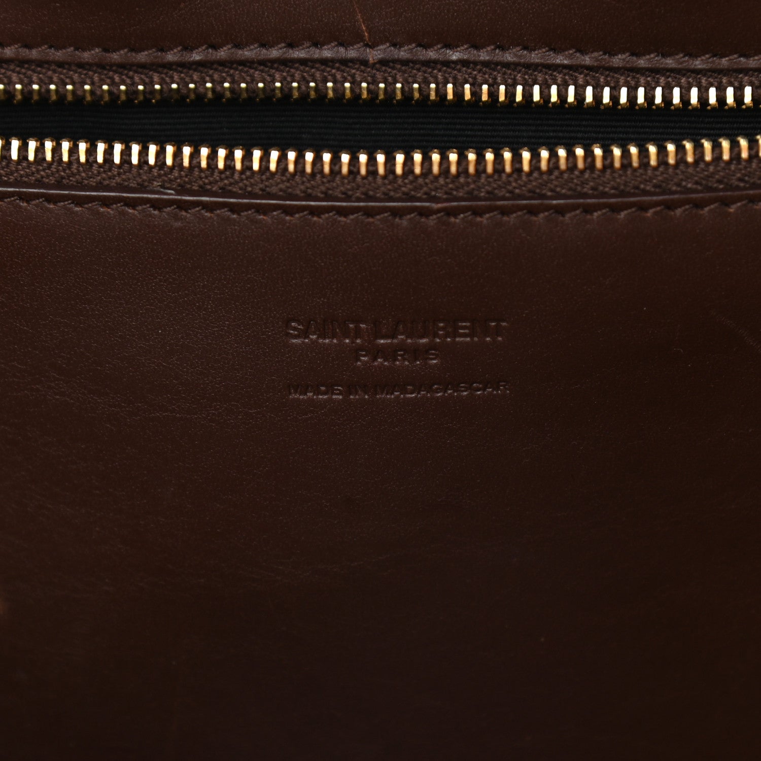 Saint Laurent Raffia Calfskin Medium Panier Tote Dark Chocolate 6 of 11