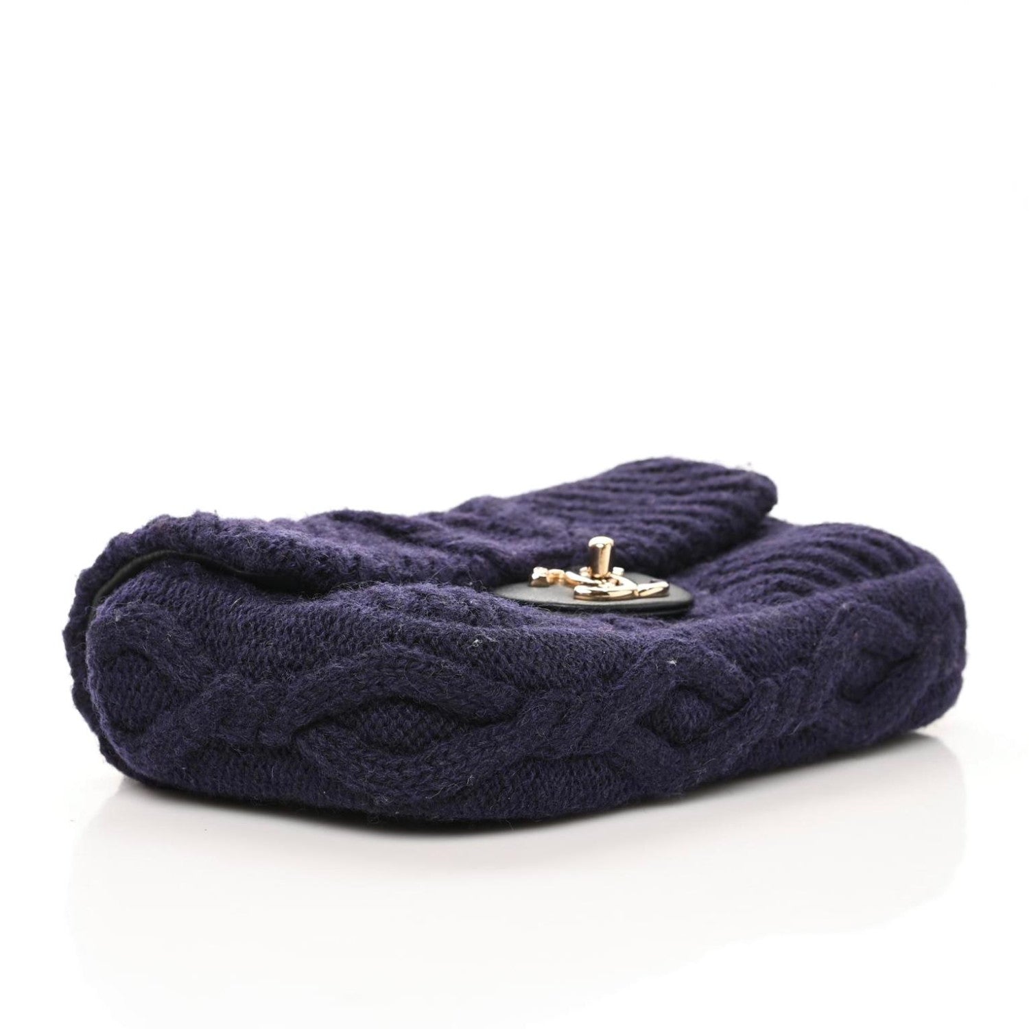 Chanel Cable Knit Small Flap Navy Blue 3 of 8