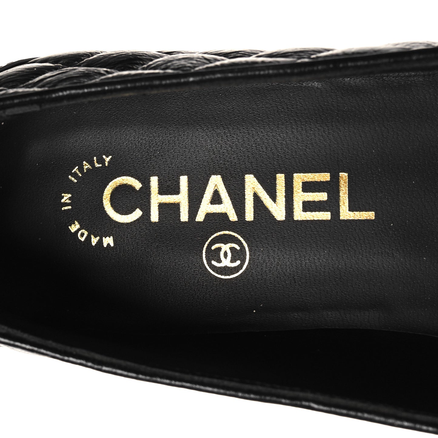 Grosgrain Glazed Lambskin Quilted Chain Loafers 37 Black