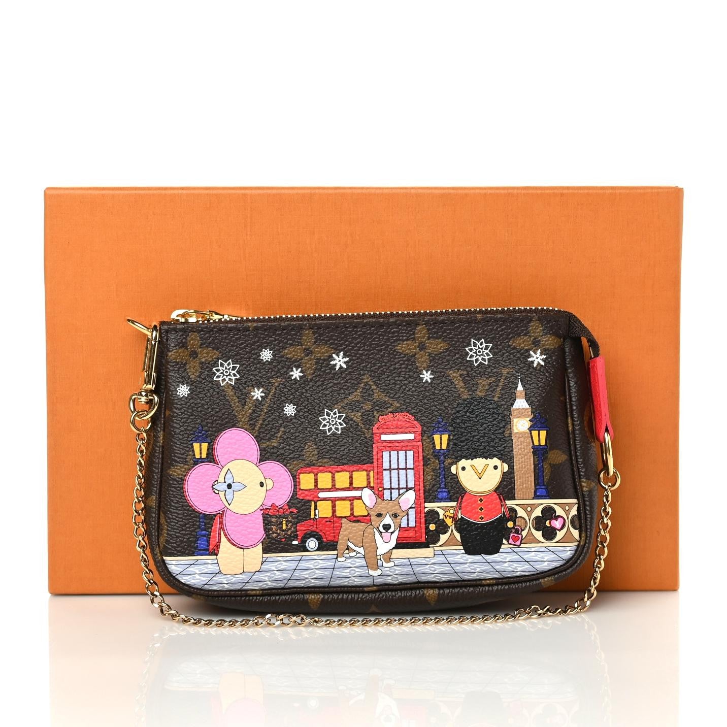 Monogram 2021 Christmas Animation London Mini Pochette Accessories Red