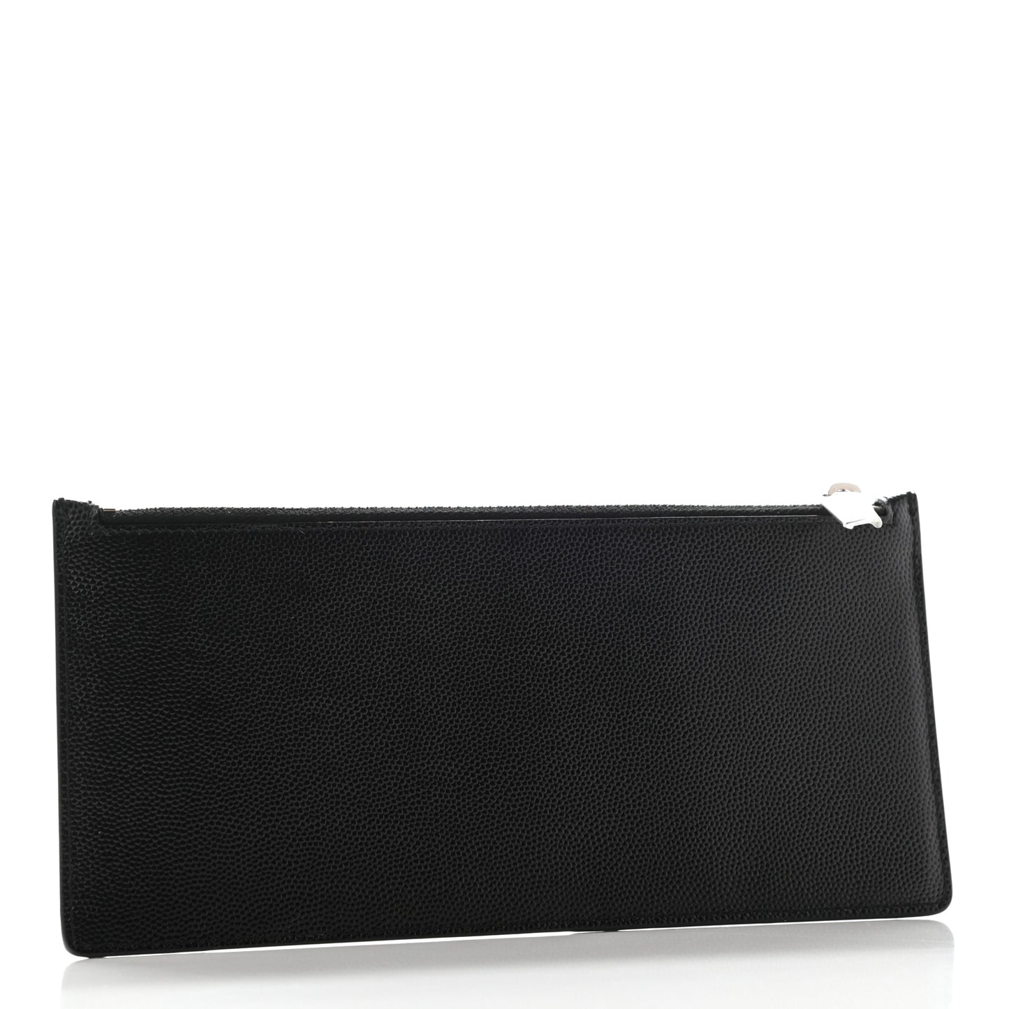 Grained Calfskin Zip Pouch Card Holder Black