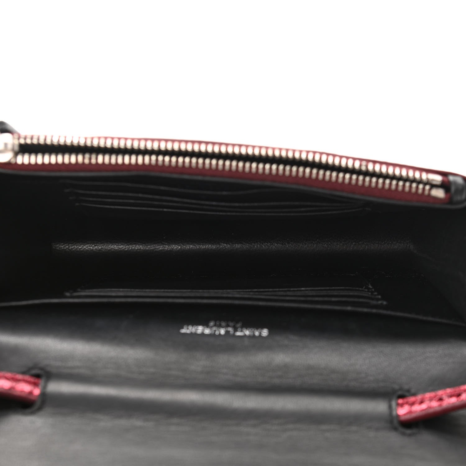 Saint Laurent Metallic Ayers Monogram Toy Kate Strap Wallet Cherry 5 of 9