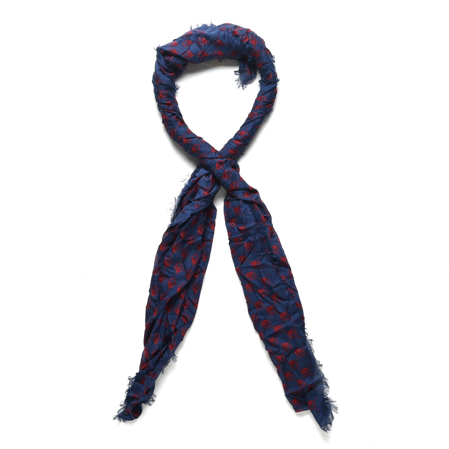 Gucci Modal Silk Twill GG Hamlet Square Scarf Sapphire Red 1 of 6